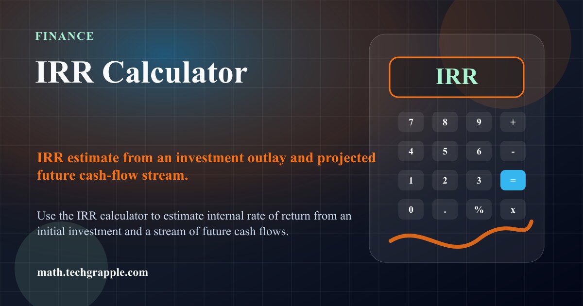 Irr Quick Math IRR Calculator - Calculate Internal Rate of Return